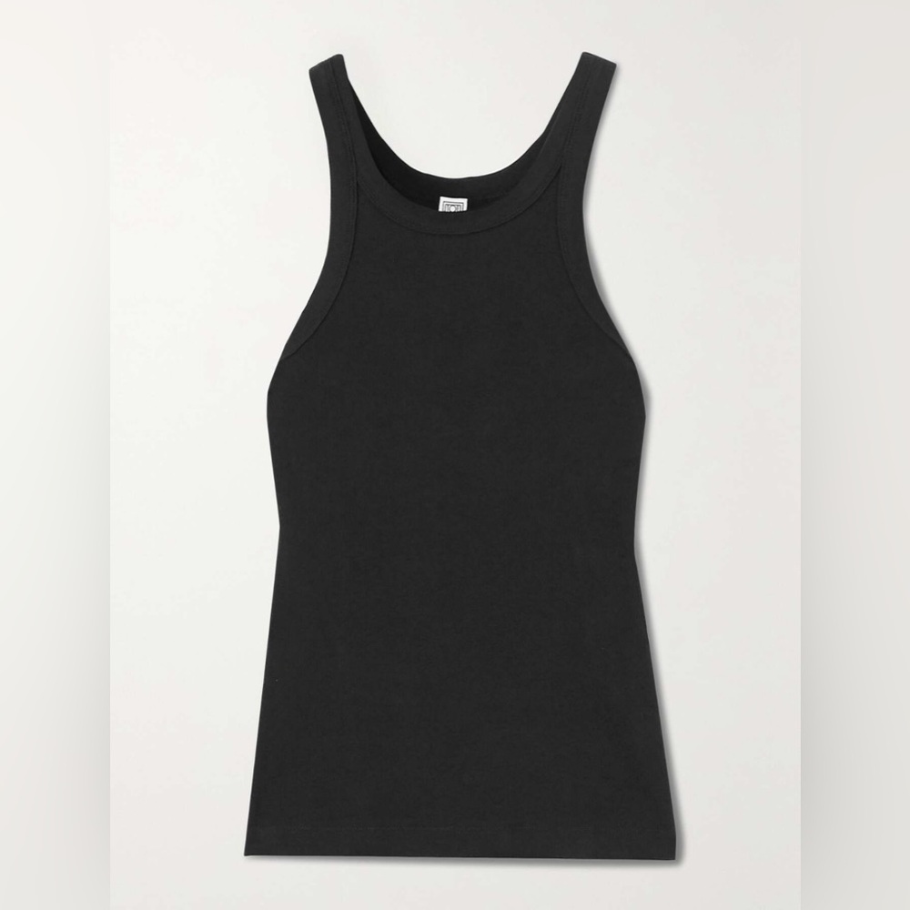 TOTEME Curved Ribbed Stretch Organic Cotton Jersey Tank Top